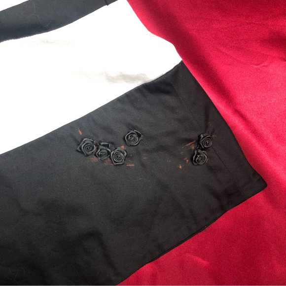 White House Black Market (WHBM) Black & White Stripped Halter Knee Length Dress - Picture 9 of 16